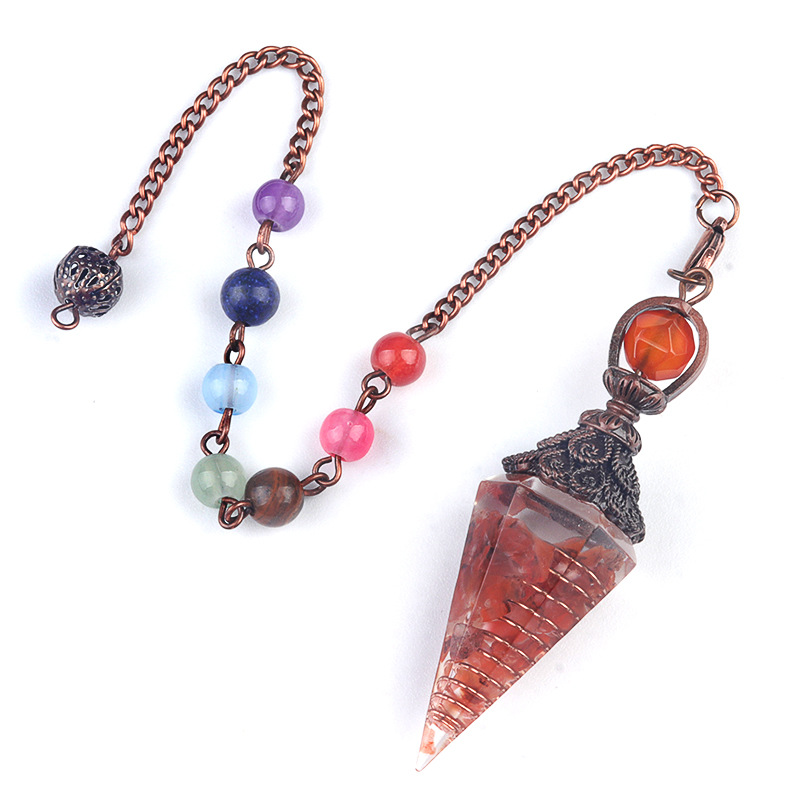 Red agate (bronze) + colorful chain