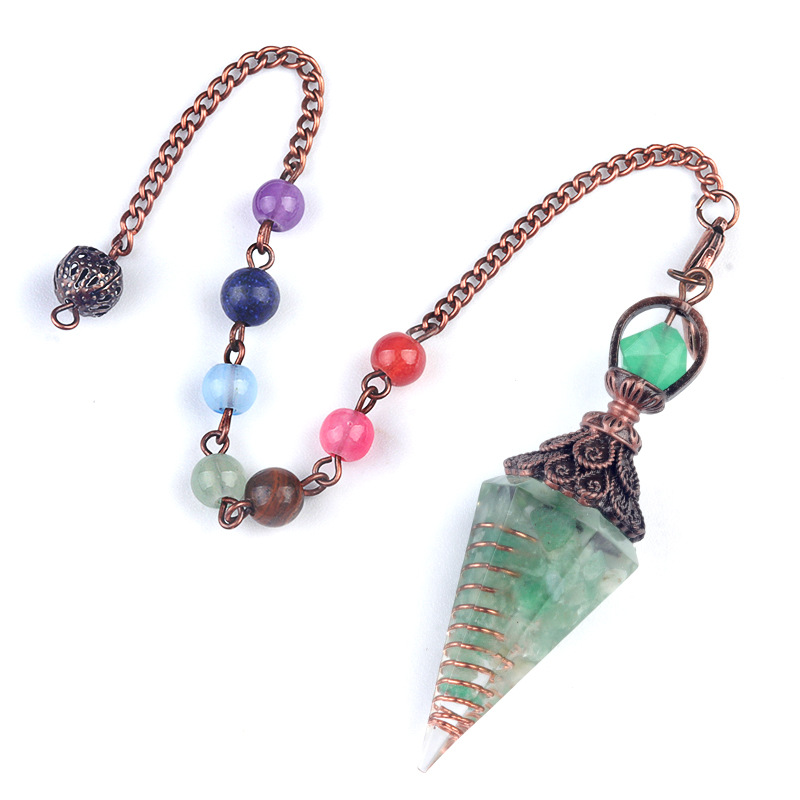 Green aventurine (bronze) + colorful chain