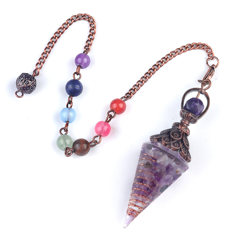 Amethyst (bronze) + colorful chain