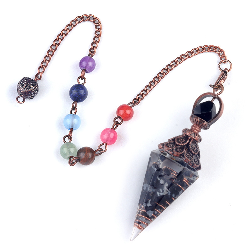 Snowflake stone (bronze) + colorful chain