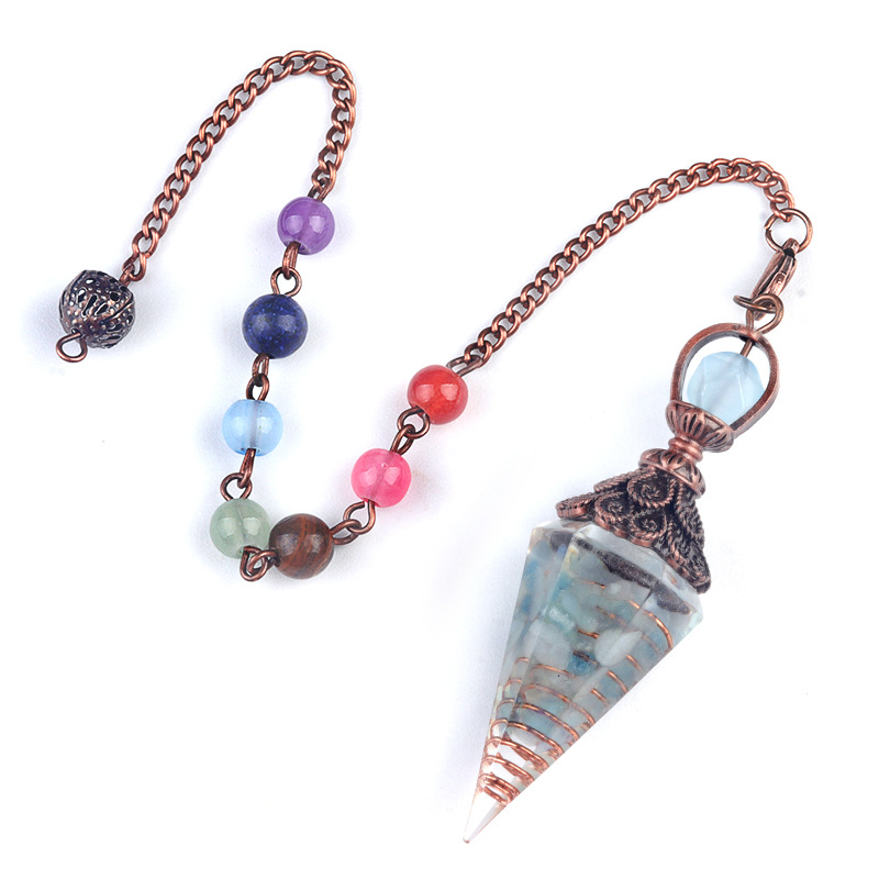 Aquamarine (bronze) + colorful chain