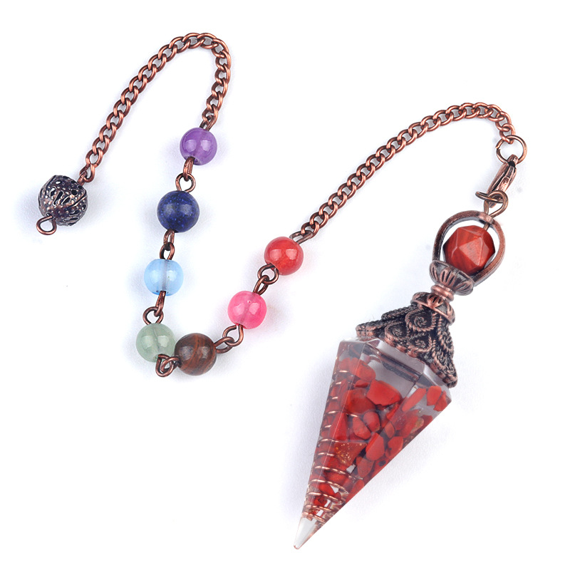 Red jasper (bronze) + colorful chain