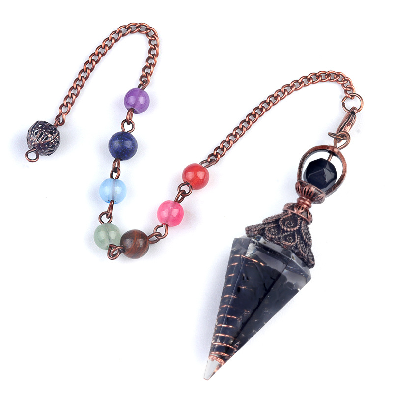 Obsidian (bronze) + colorful chain