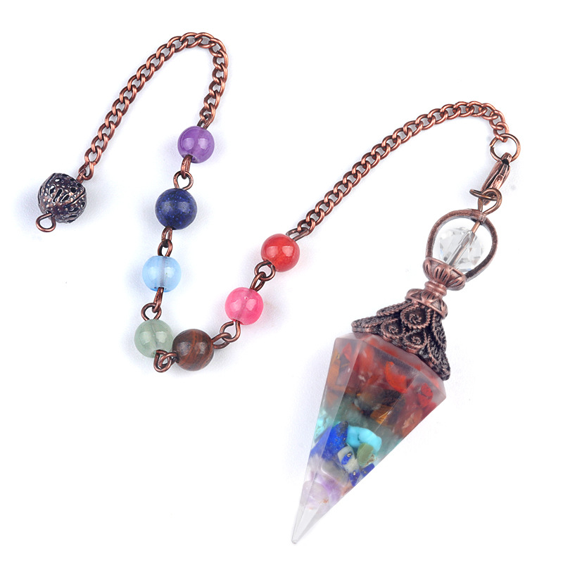 Colorful stone (bronze) + colorful chain