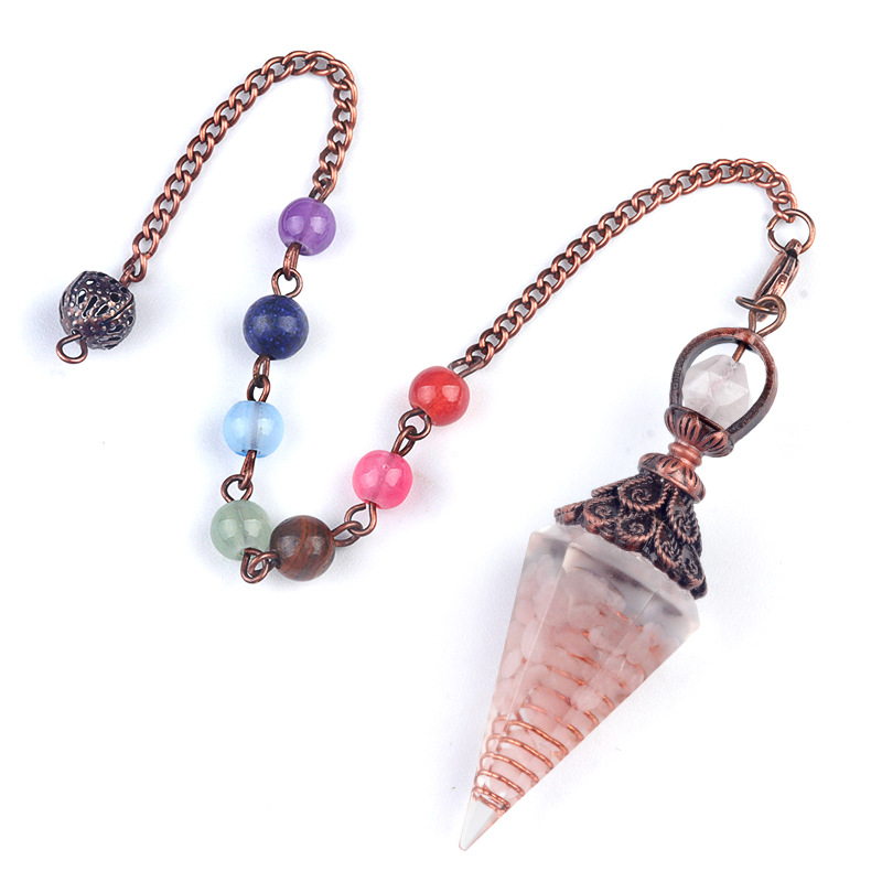 Rose quartz (bronze) + colorful chain