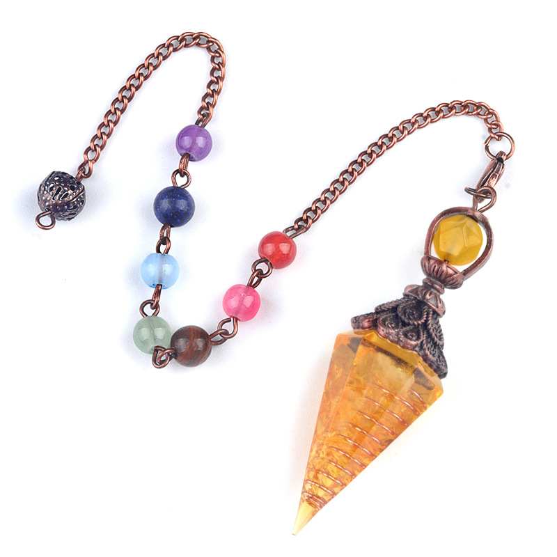 Citrine (artificial) (bronze) + colorful chain