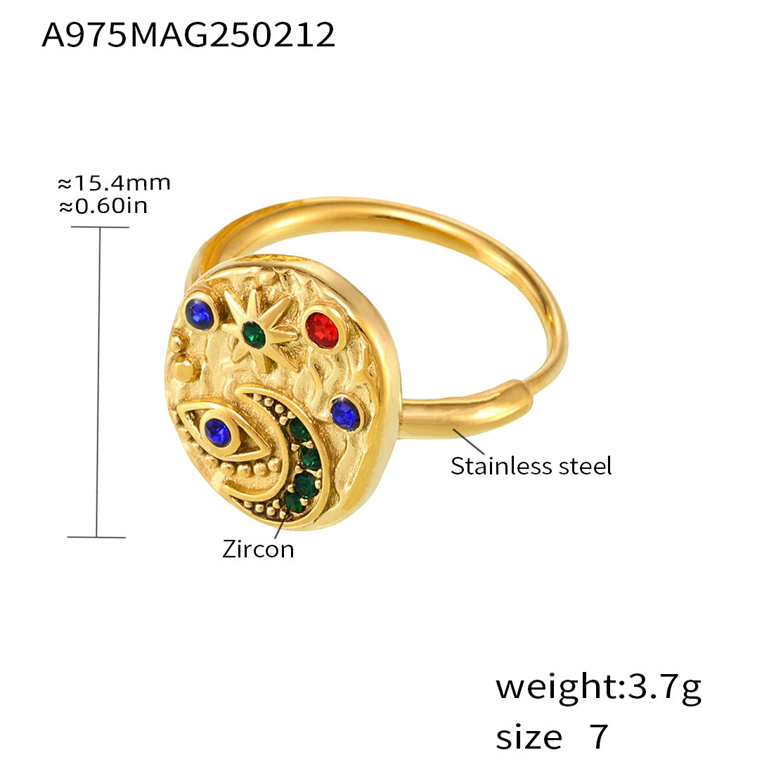 A975-gold mixed color zircon ring