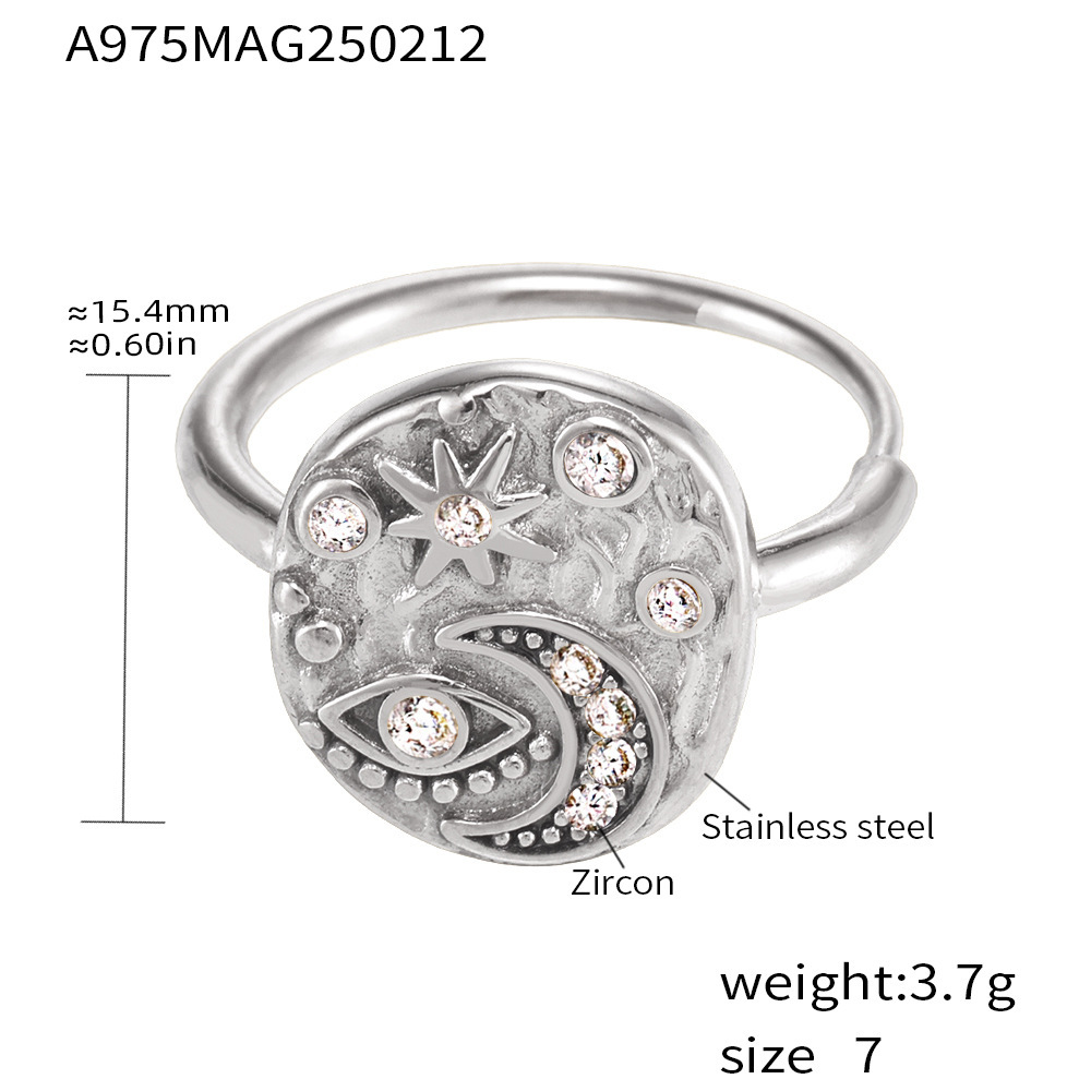 A975-steel color white zircon ring