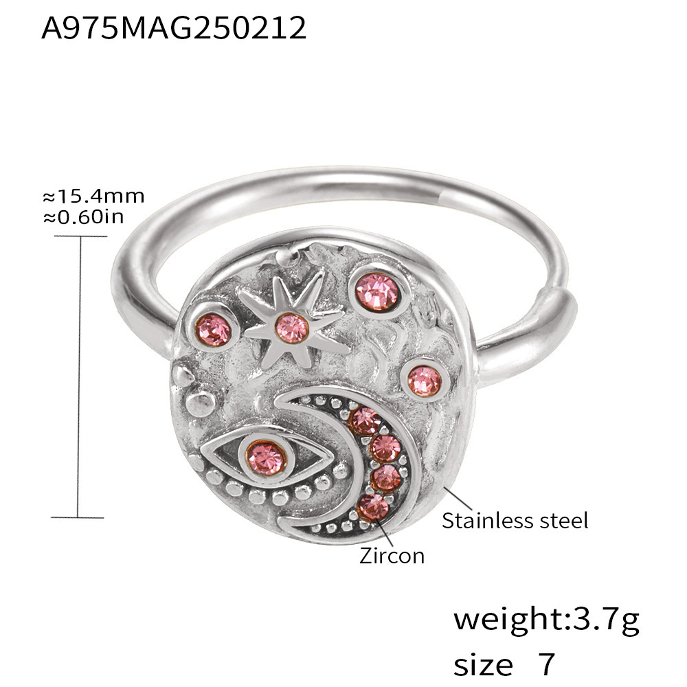 A975-steel color pink zircon ring