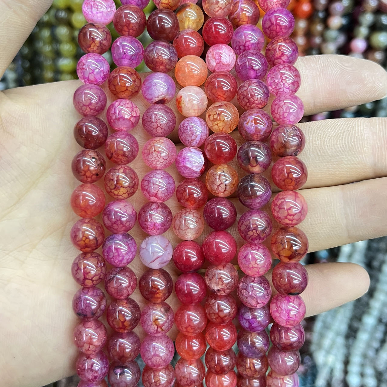 4 rose red dragon pattern agate