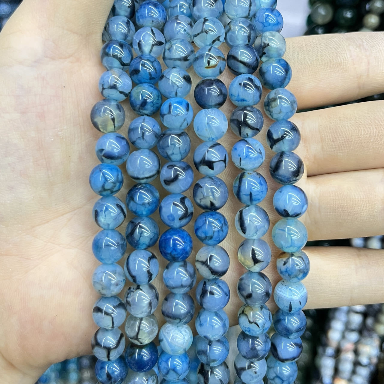 5 blue dragon pattern agate