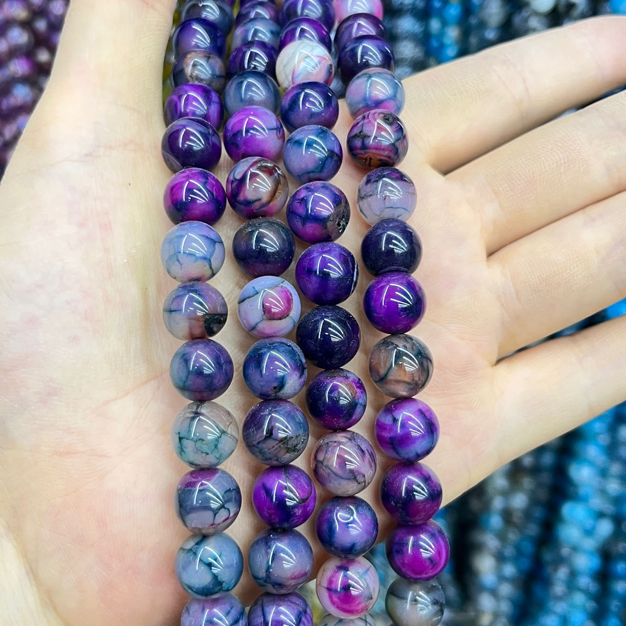 8 purple dragon pattern agate