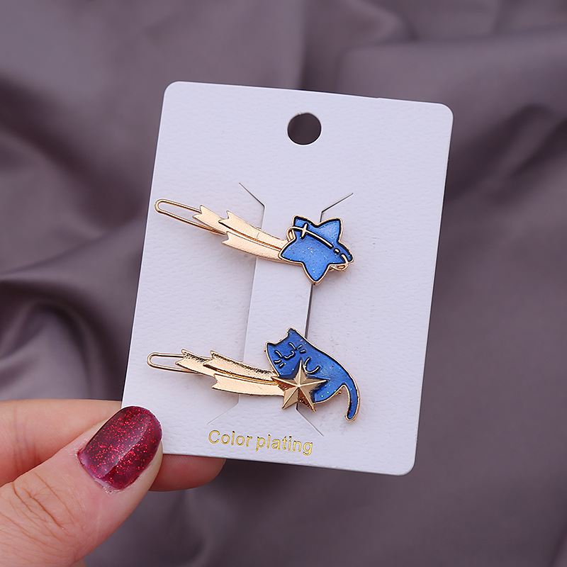 Star Blue Ribbon with Ribbon Blue Cat Frog Clip