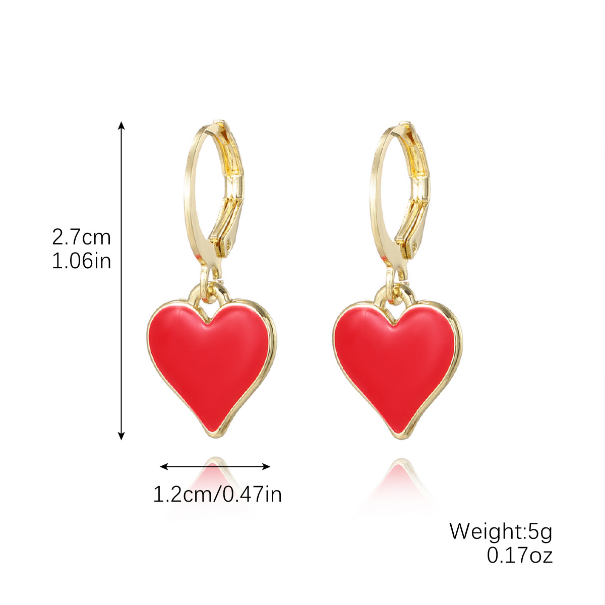 E2411-1 red heart earrings