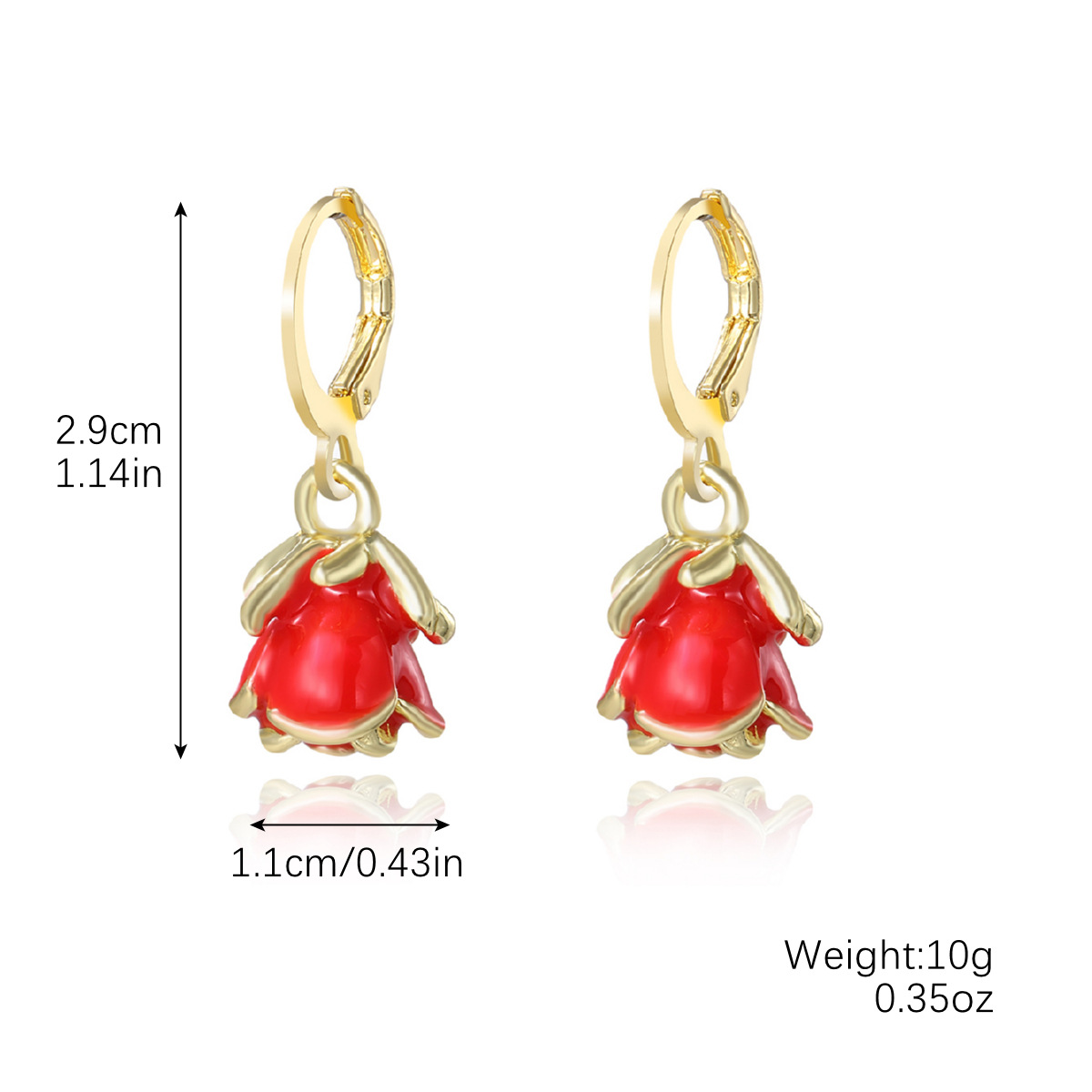 E2411-2 red rose earrings