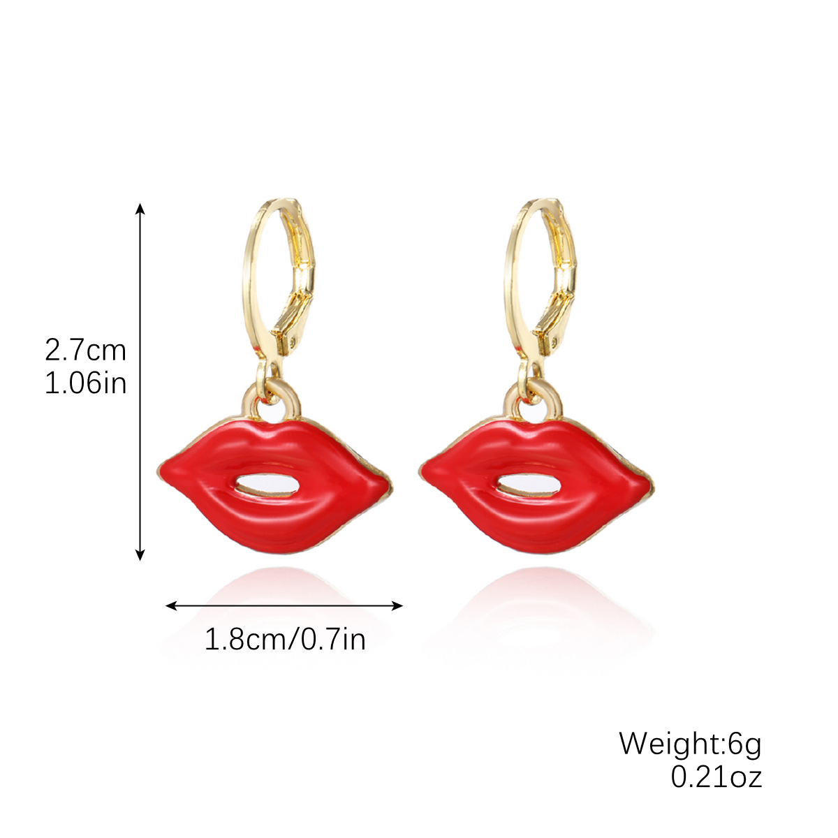 E2411-3 red lip earrings