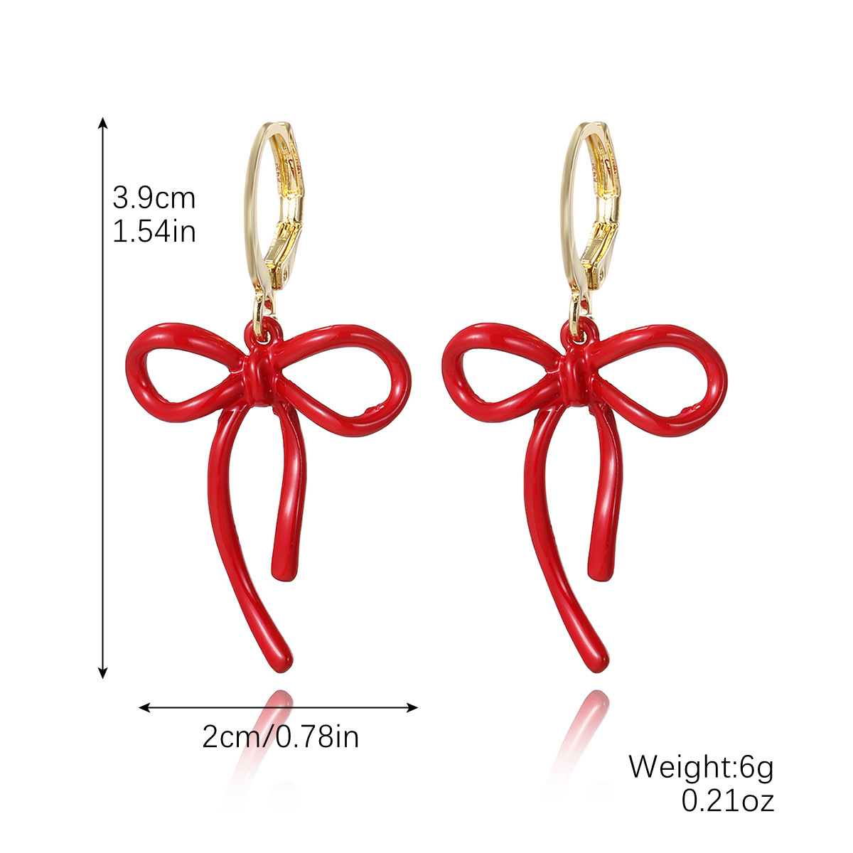 E2411-4 red bow earrings