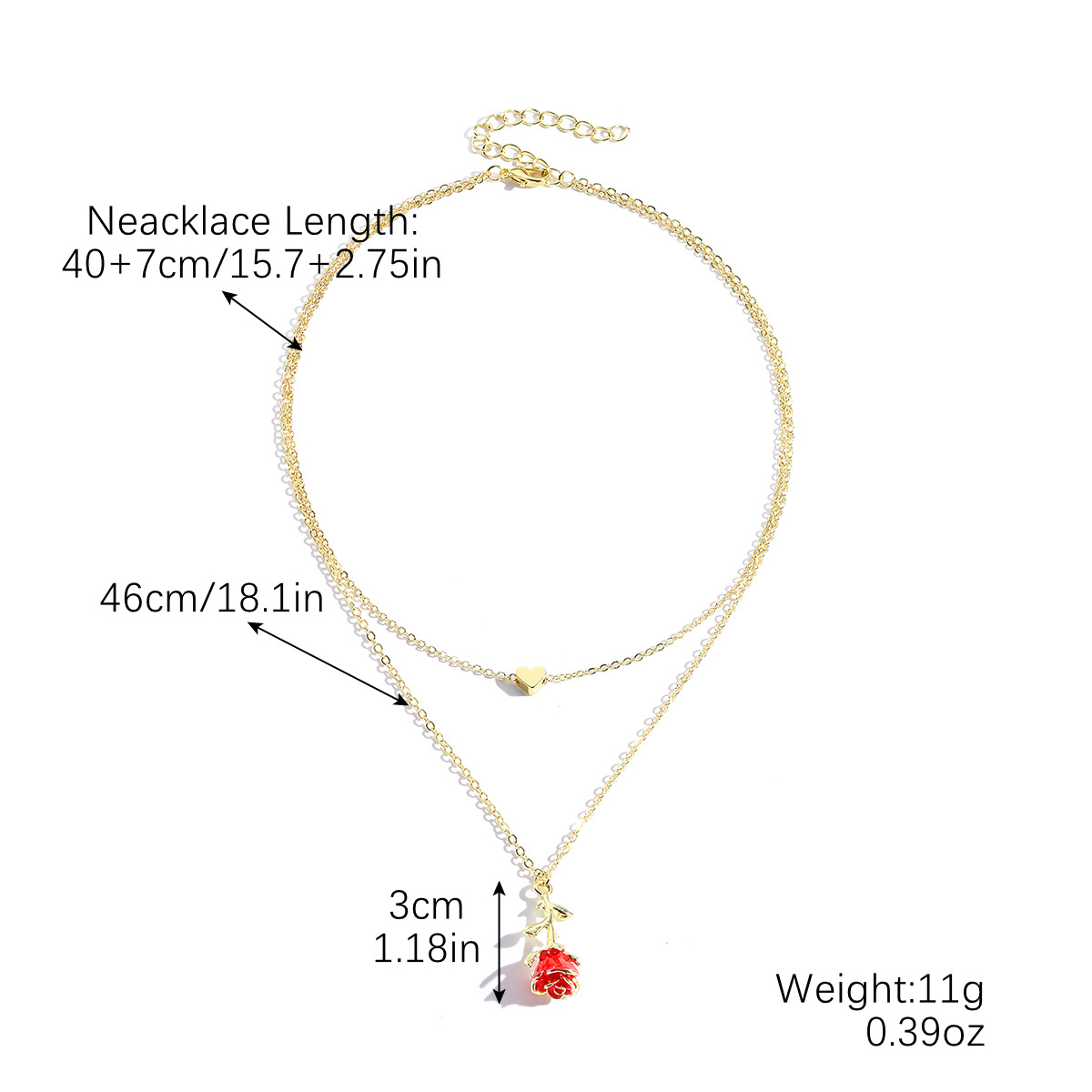 N2411-27 rose double layer necklace