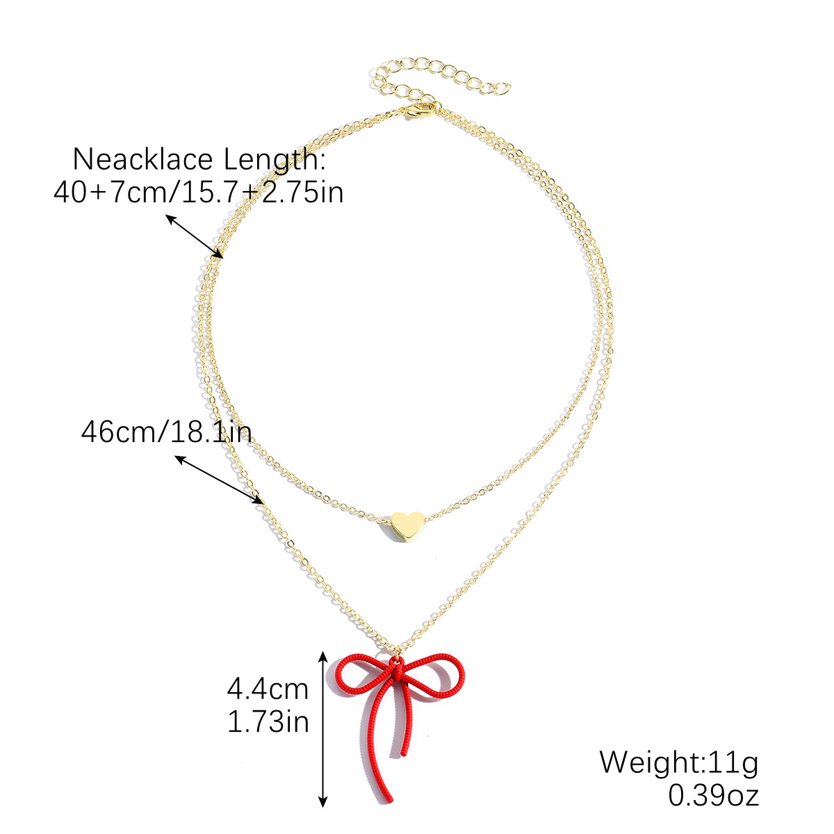 N2411-28 bow double layer necklace