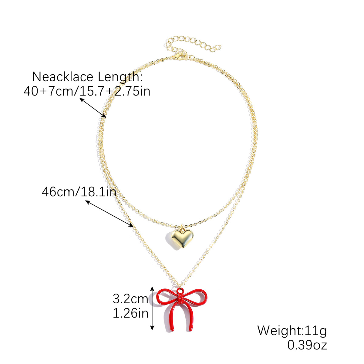 N2411-29 bow double layer necklace