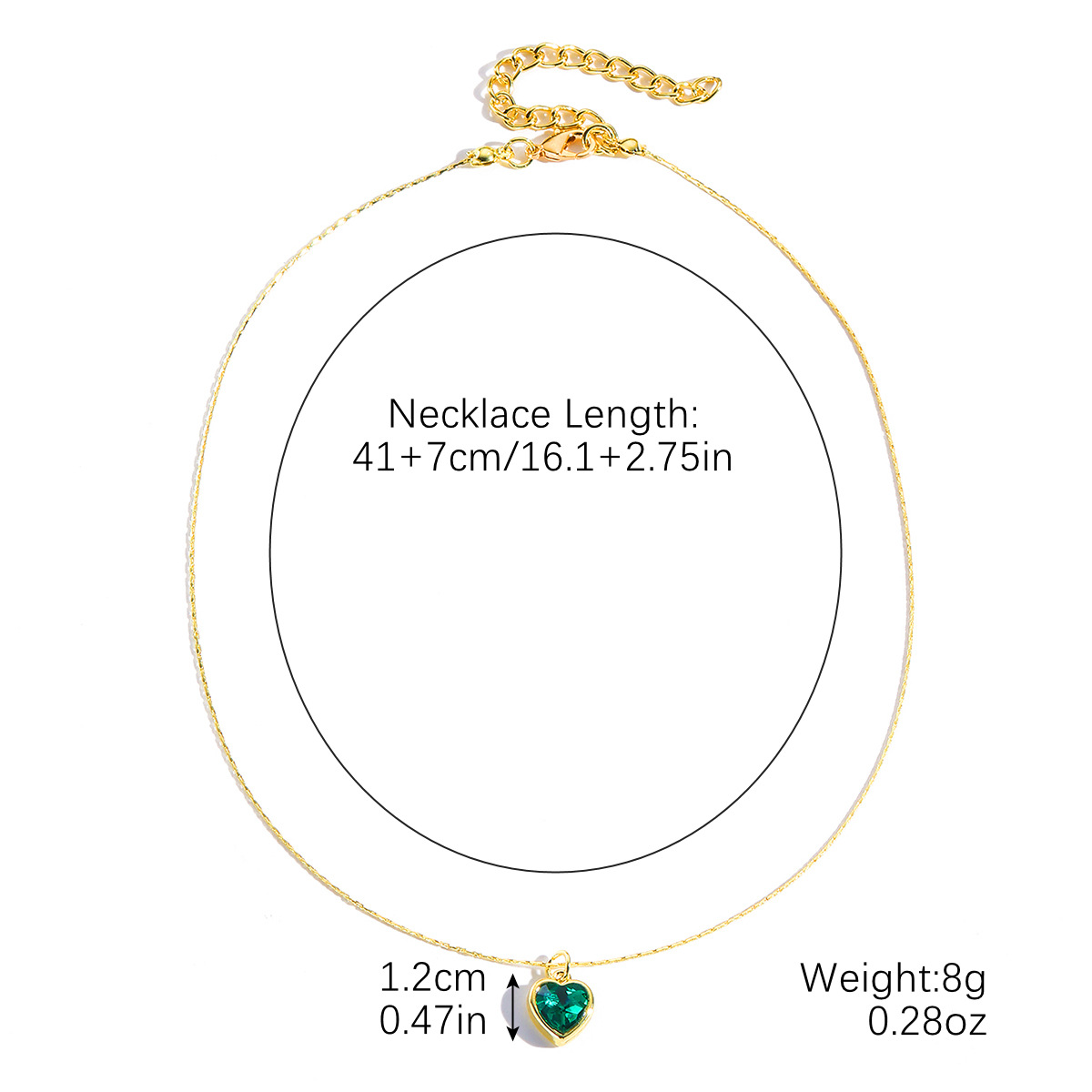 N2411-4 green love necklace