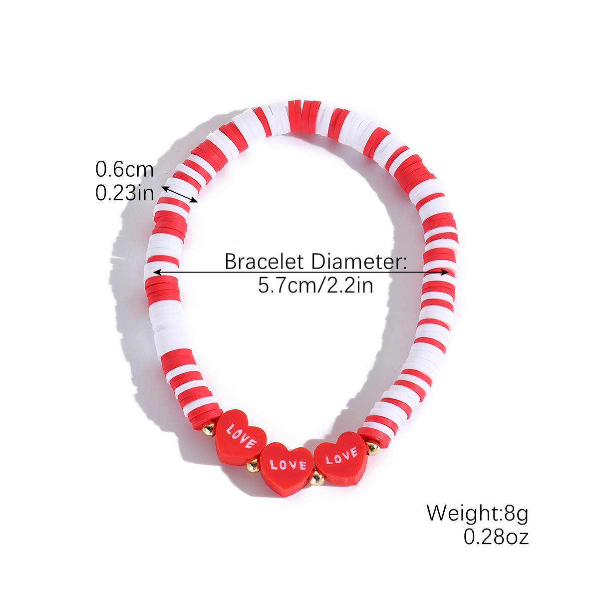 S2411-2 red and white love soft clay bracelet