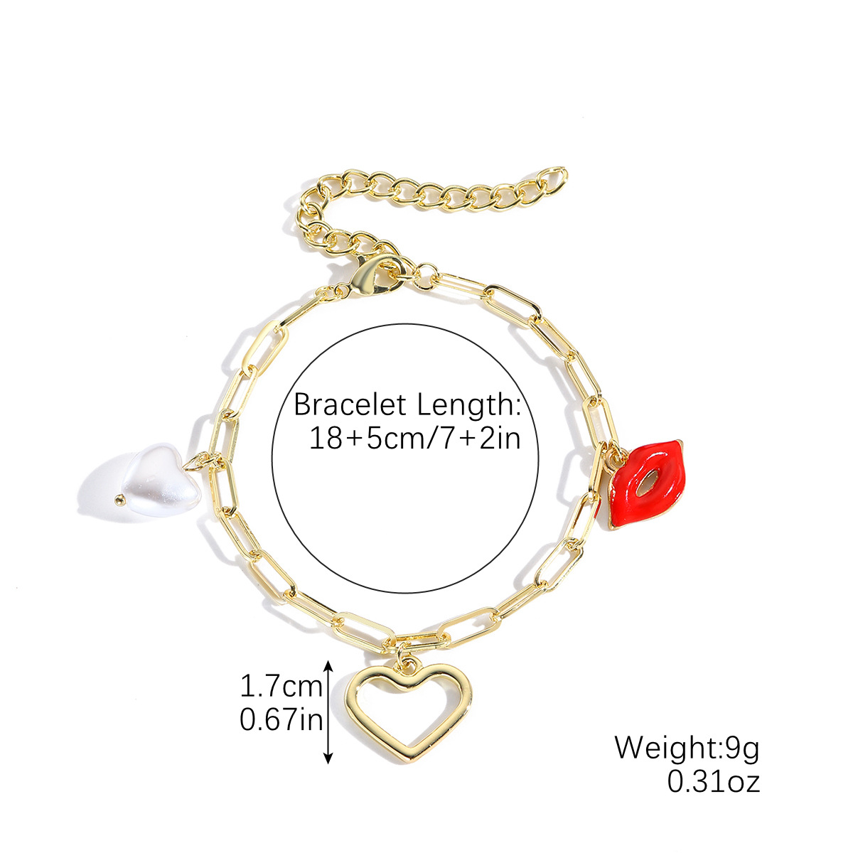 S2411-3 love red lip bracelet