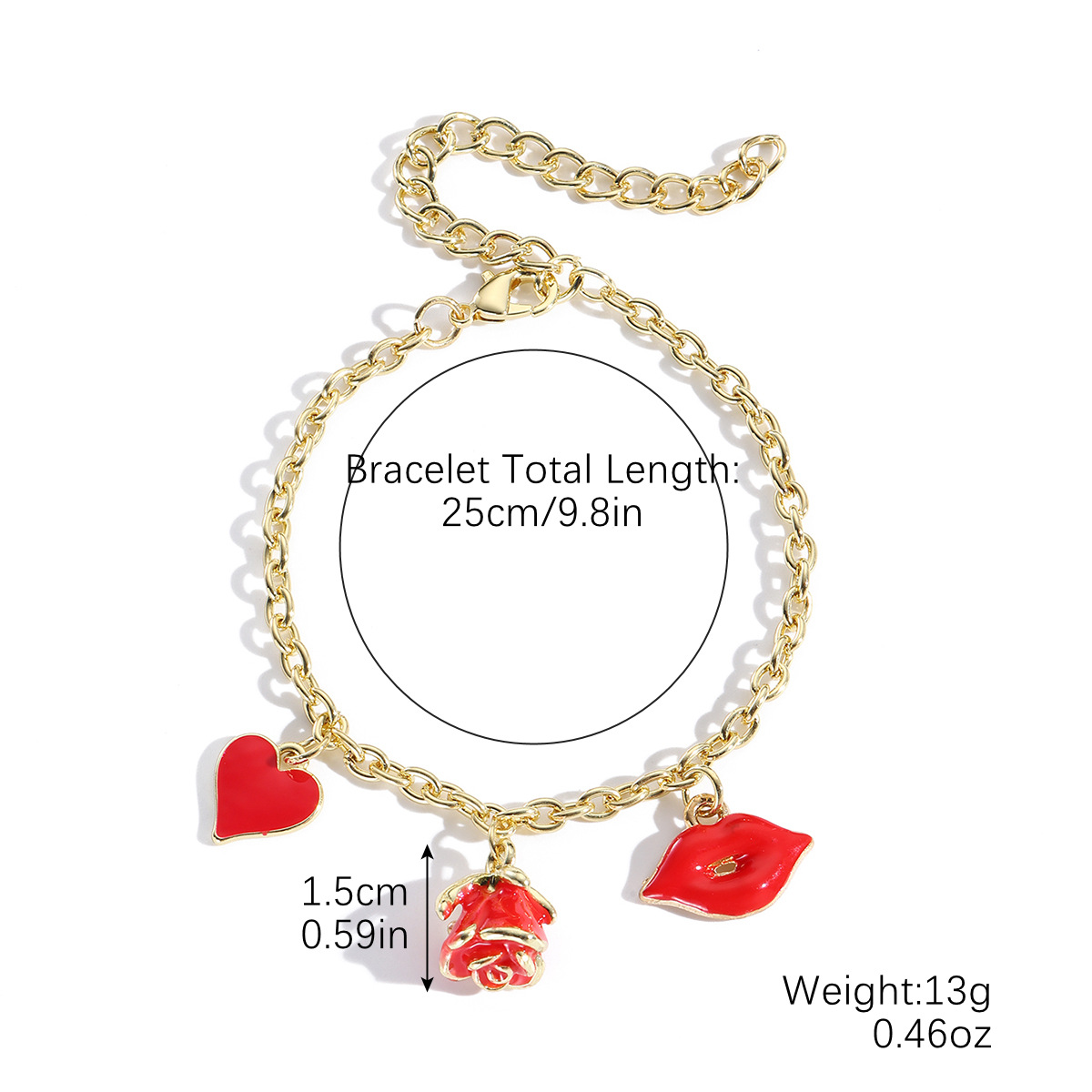 S2411-4 rose love red lip bracelet