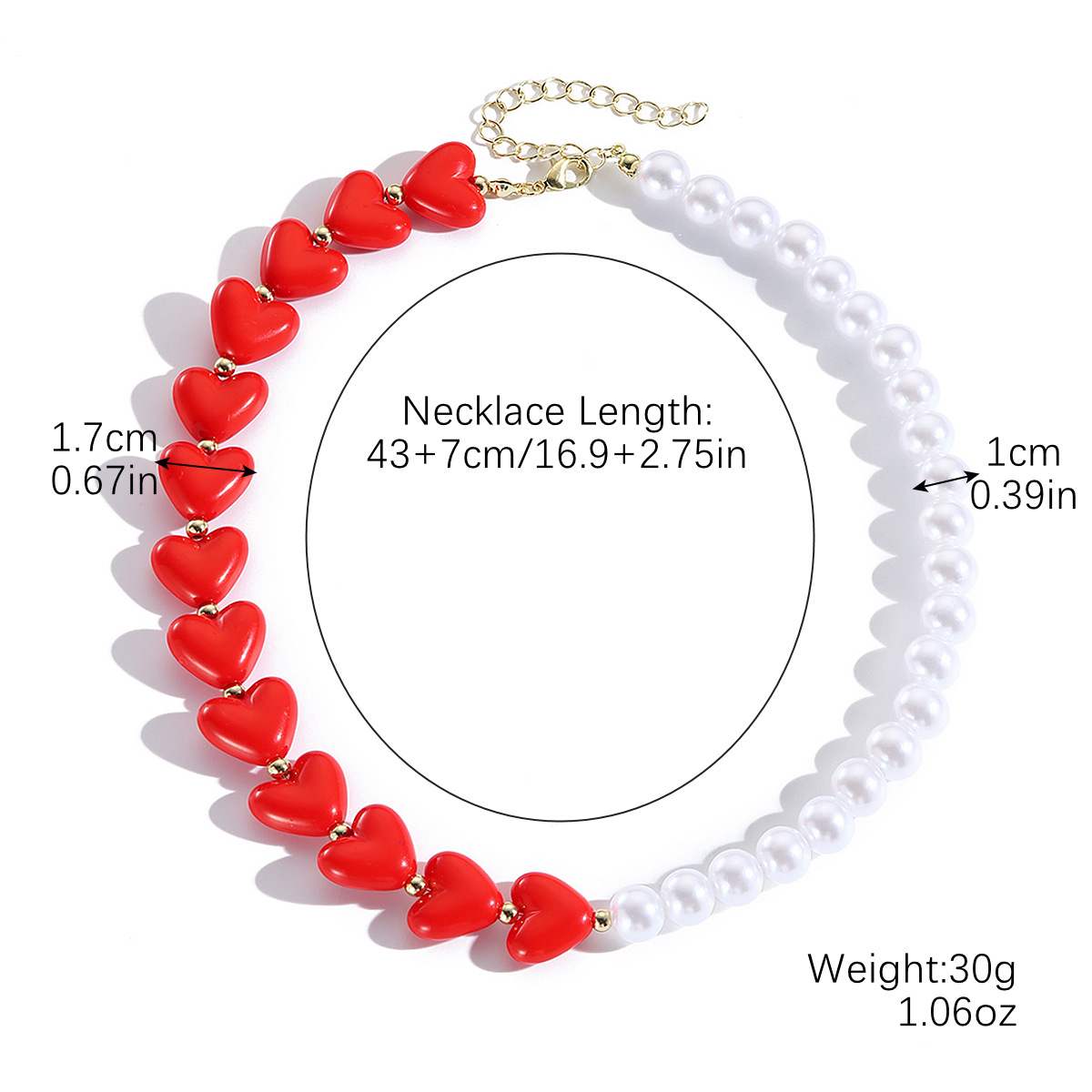 N2411-11 red love pearl necklace