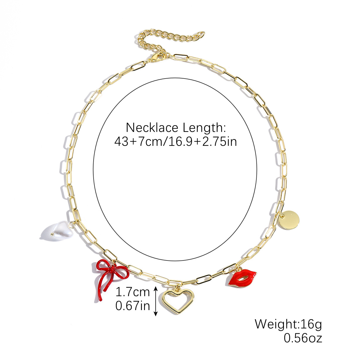 N2411-13 love red lip necklace