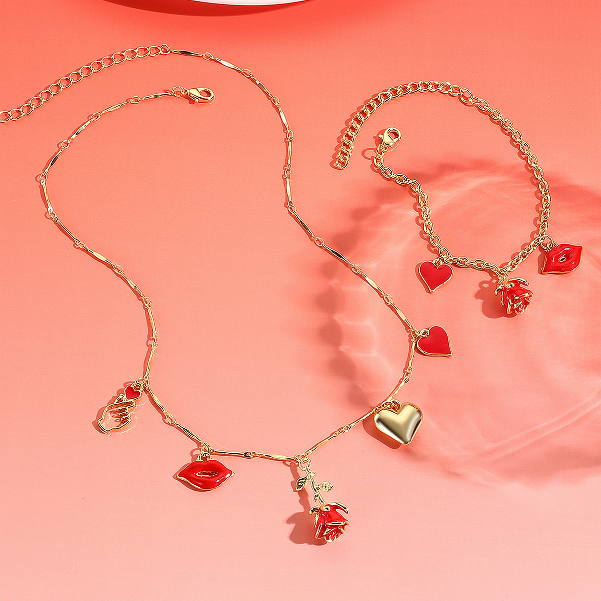 N2411-14t2 rose red heart set