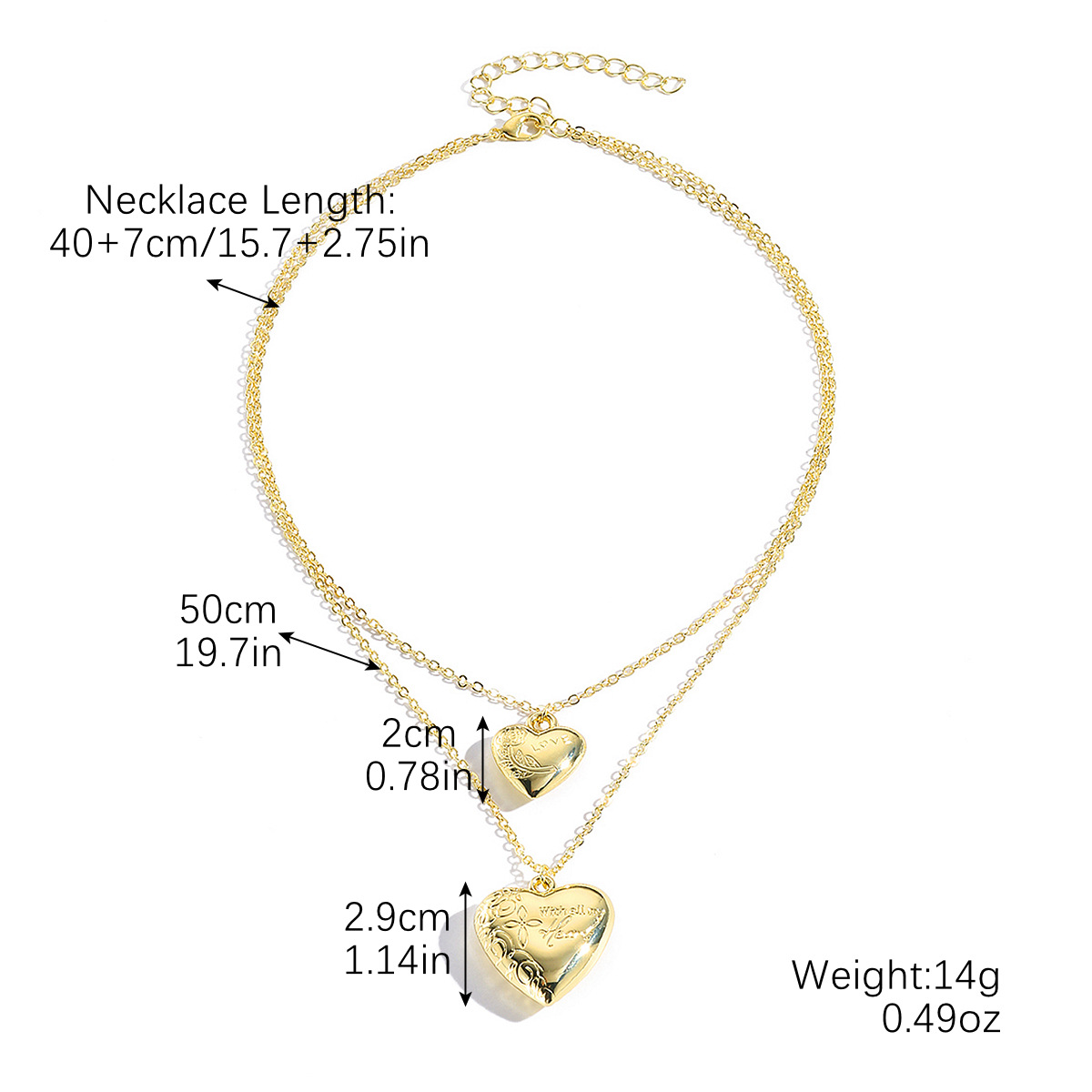 N2411-17 love double layer necklace