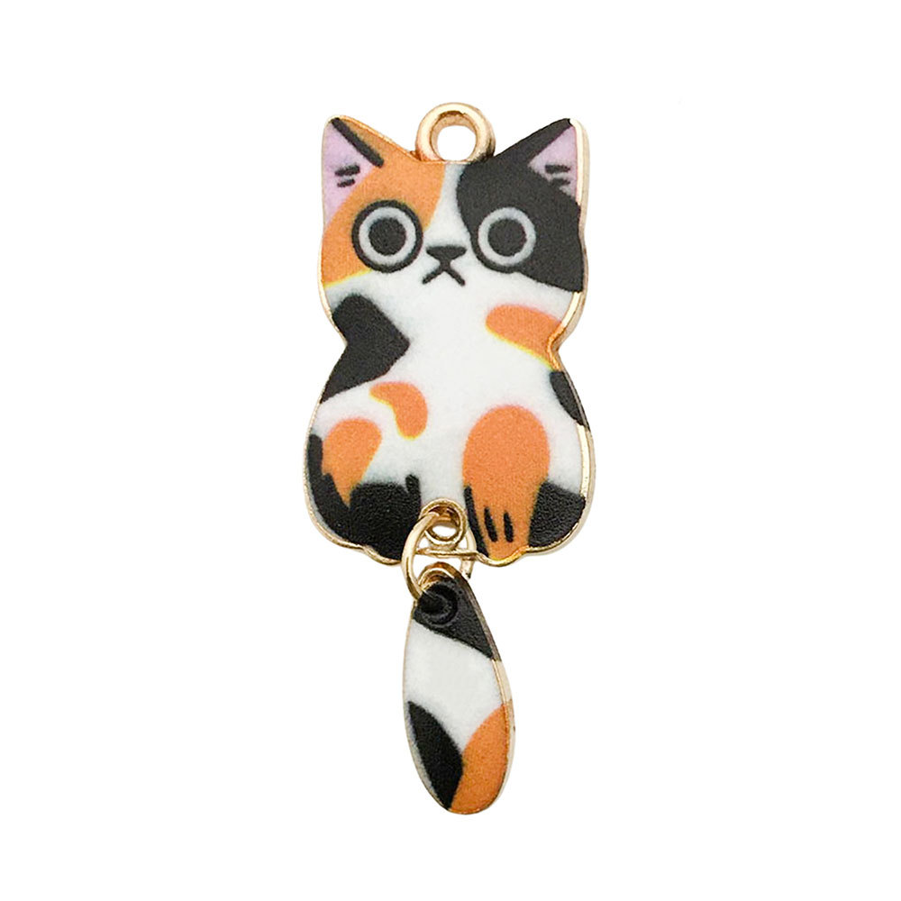 1 three-flower colored cat with tail 15x40mm-2g-18677