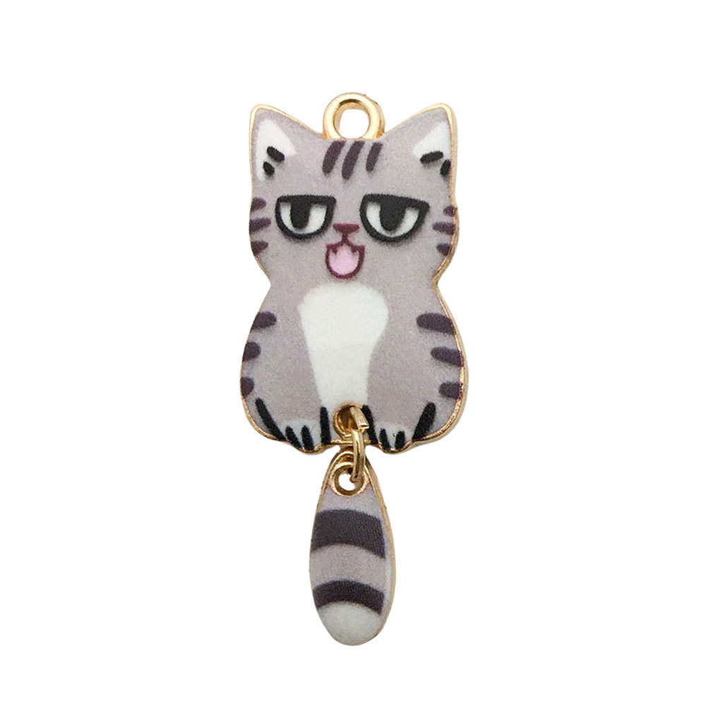 1 gray cat with tail 15x40mm-2g-18682