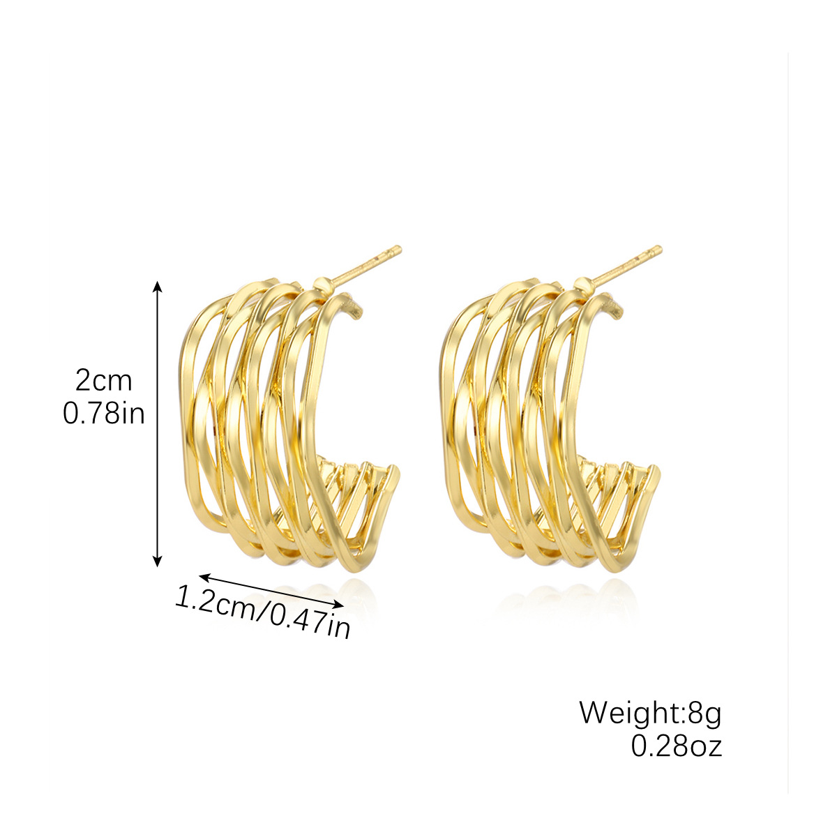 E2408-14 mesh c-shaped earrings