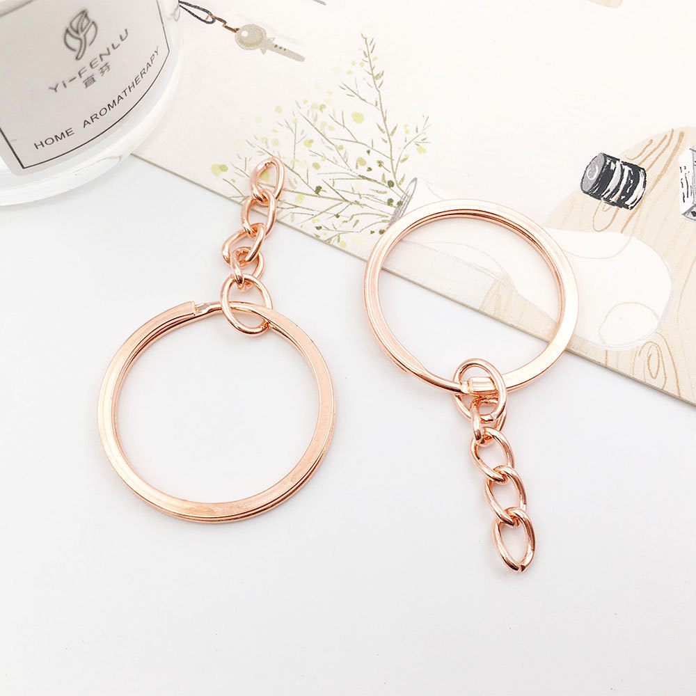 Rose gold key ring with chain