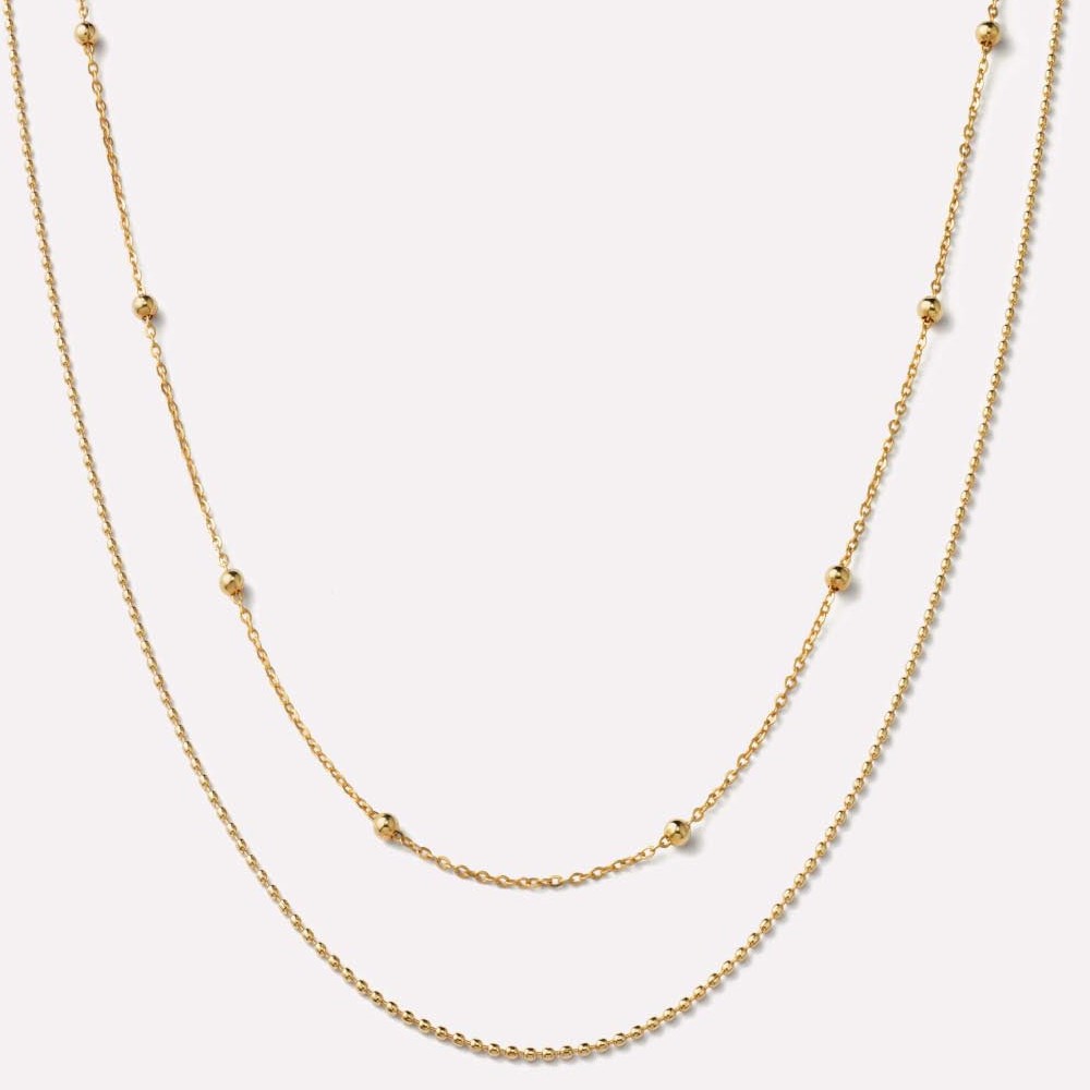 Double-layer ball chain gold