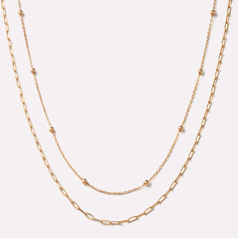 Double-layer paperclip chain gold