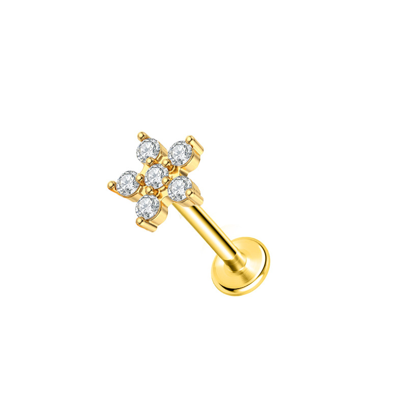 6 zircon flowers (gold)