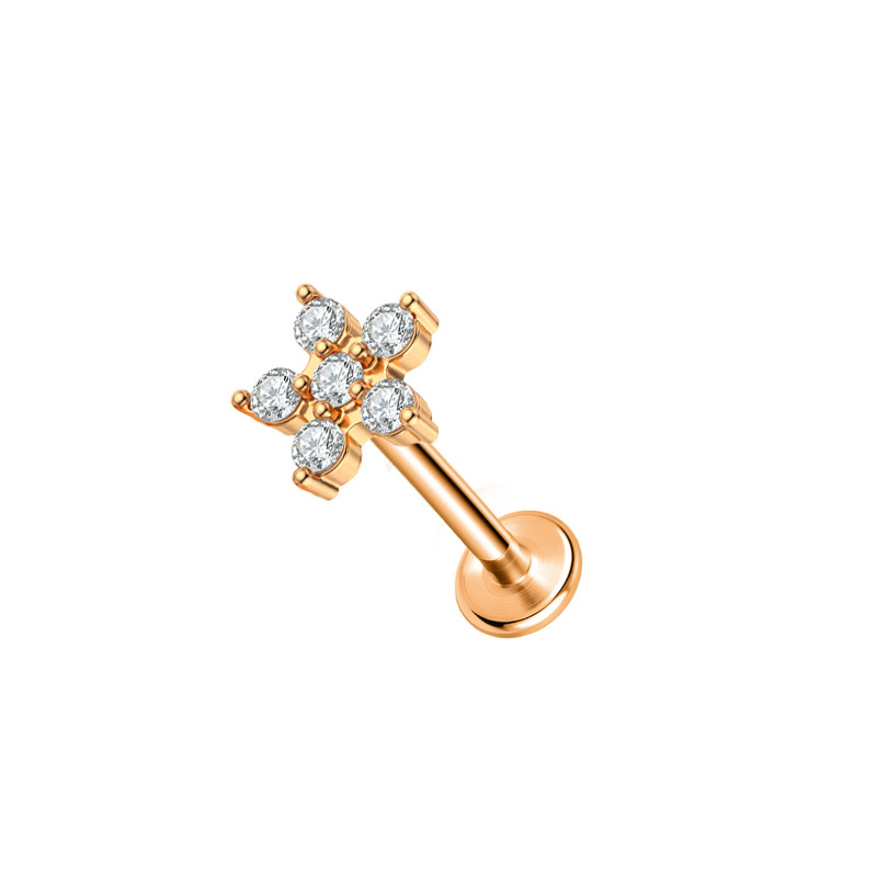 6 zircon flowers (rose gold)