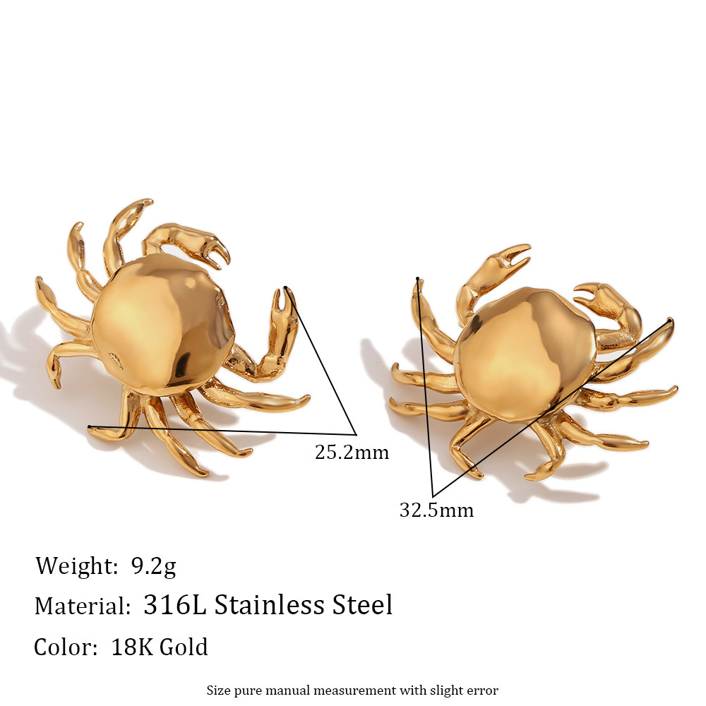 Small crab earrings-gold