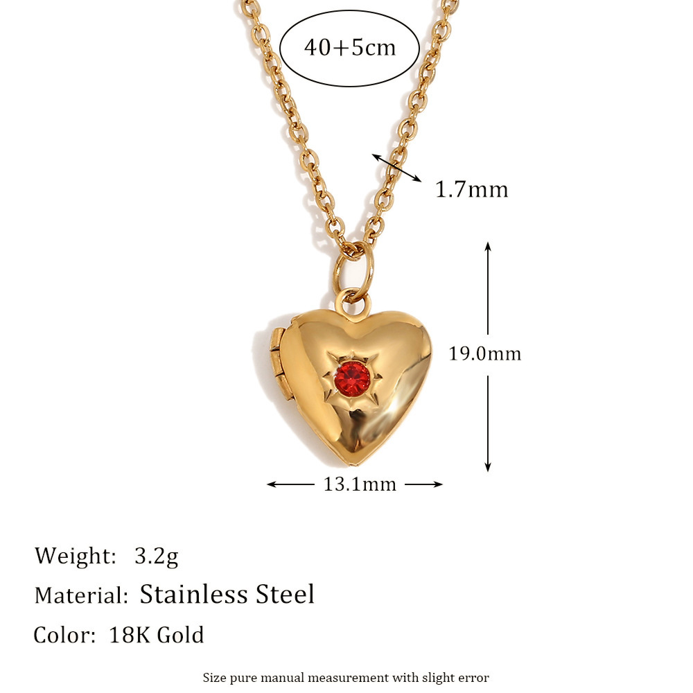 February birth stone photo box pendant-gold-june red