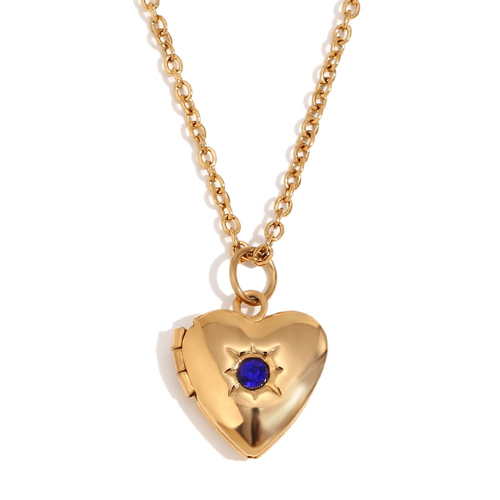 February birth stone photo box pendant-gold-june dark blue