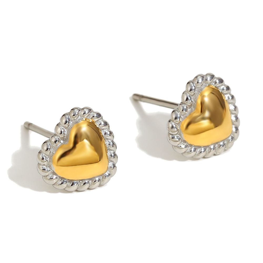 Twist edge gold love small earrings-two colors