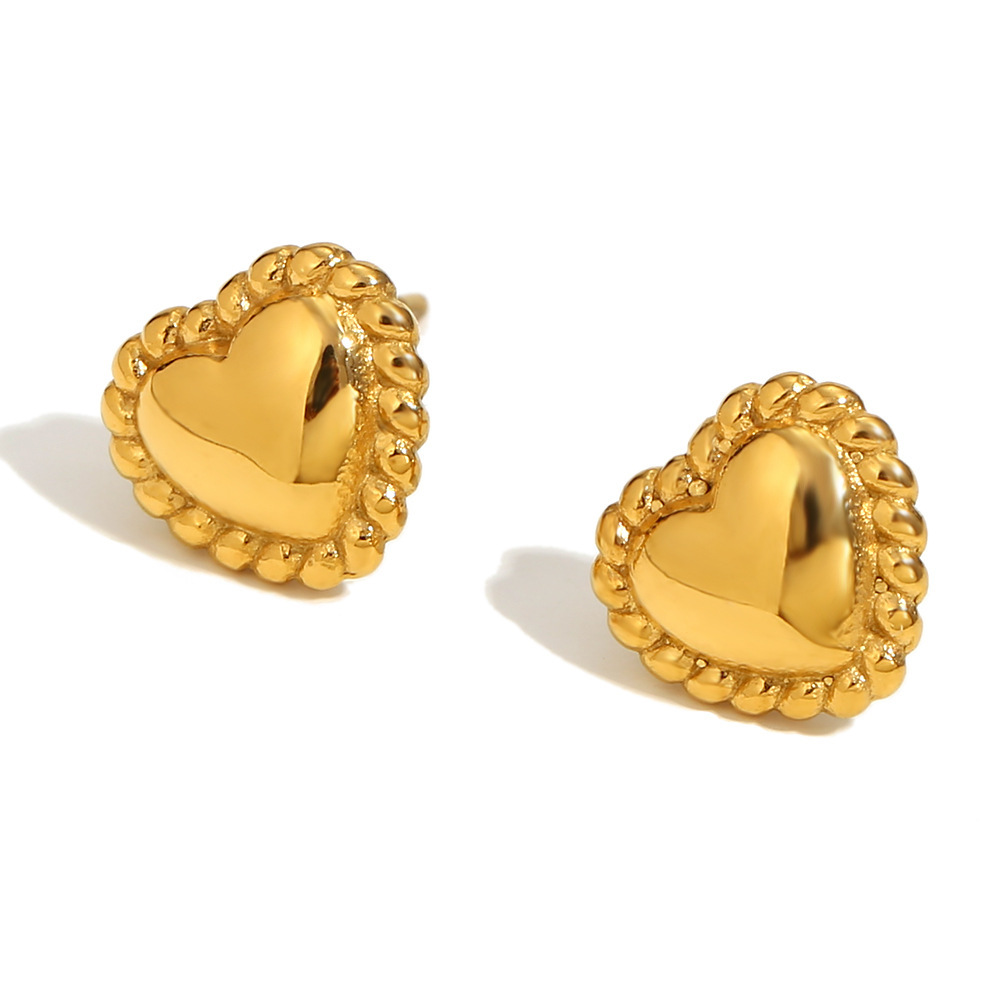 Twist edge gold love small earrings-gold