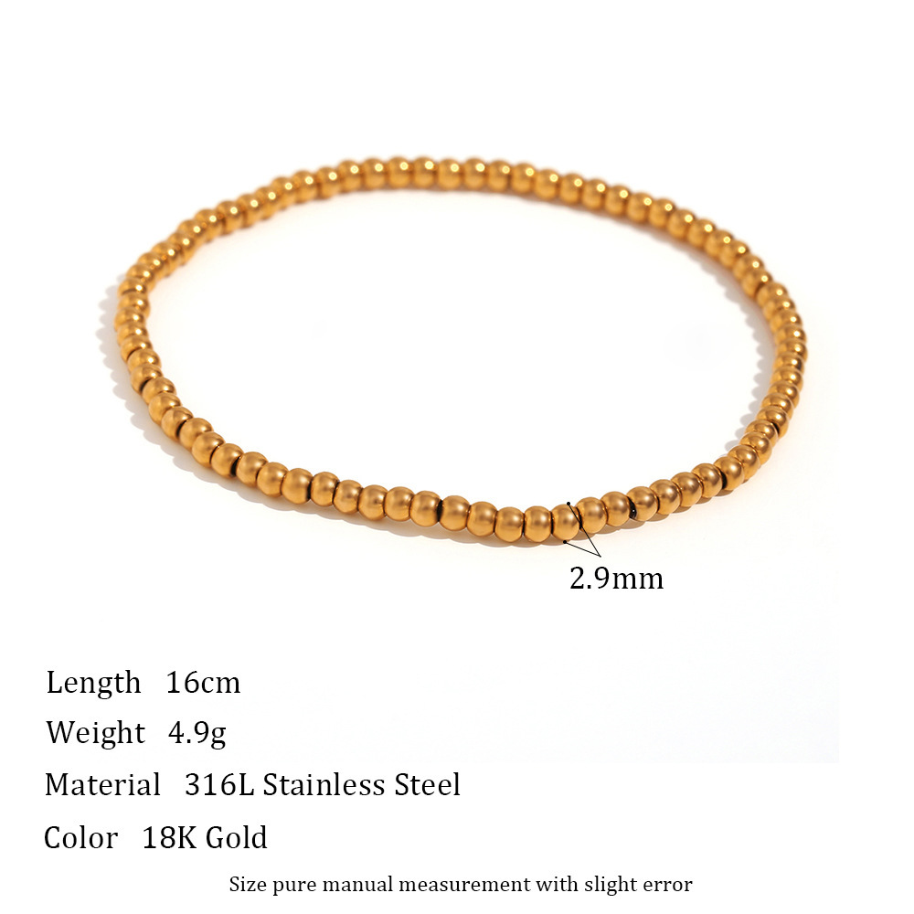 Elastic Bead Bracelet-Gold -3mm