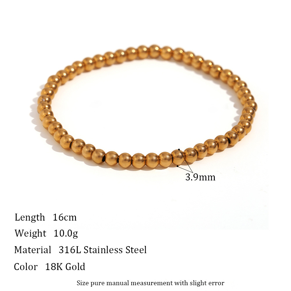 Elastic Bead Bracelet-Gold -4mm