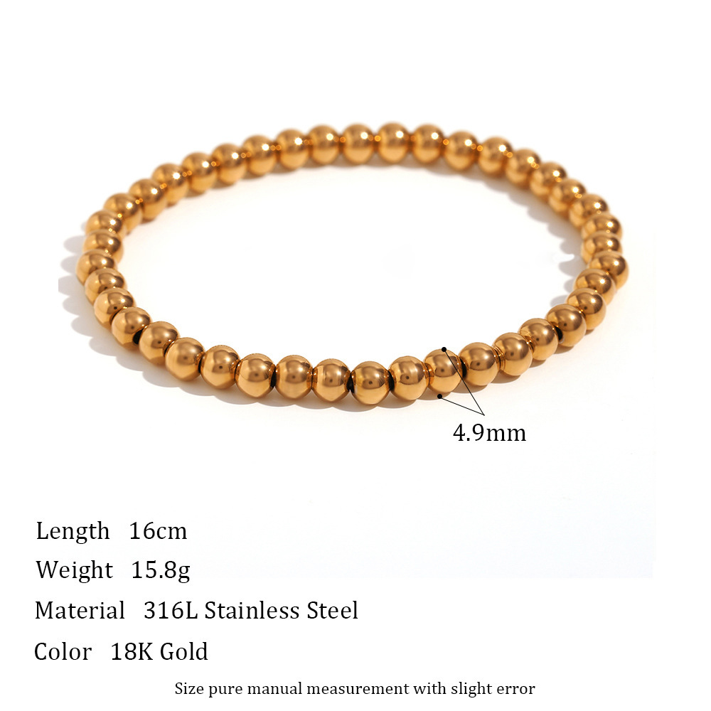 Elastic Bead Bracelet-Gold -5mm