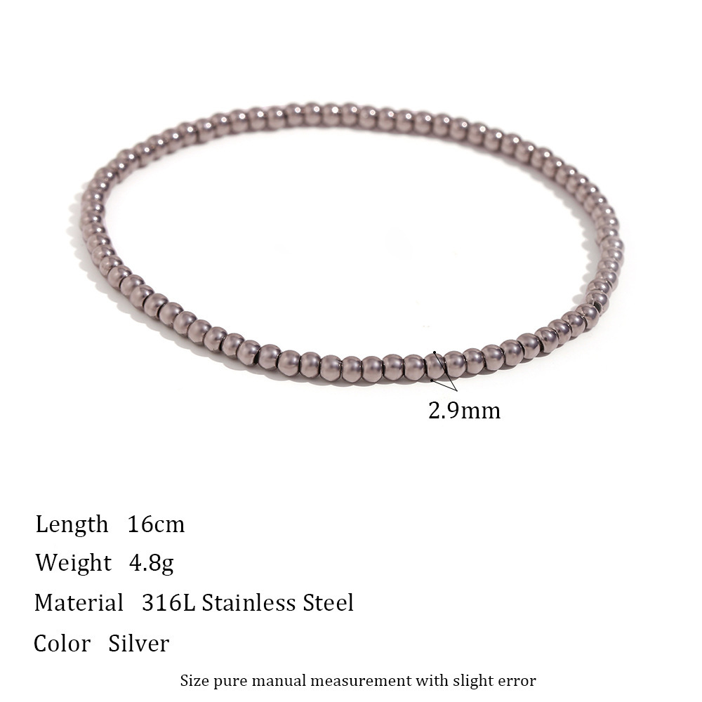 Elastic bead bracelet-silver -3mm