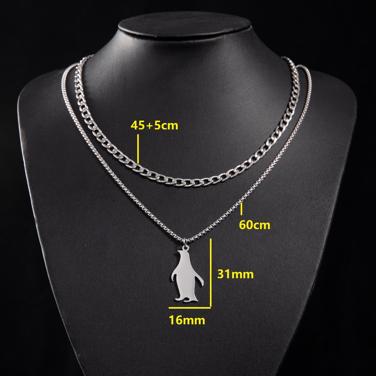 Cuban chain (45 and 5cm) and box chain 60cm